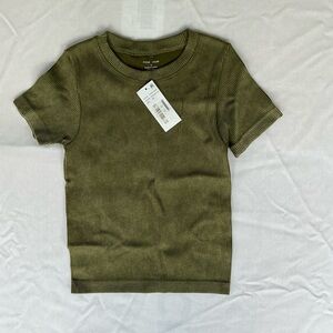 Moa Moa . Olive Ribbed Tee . New With Tags! . Women’s Small/Medium